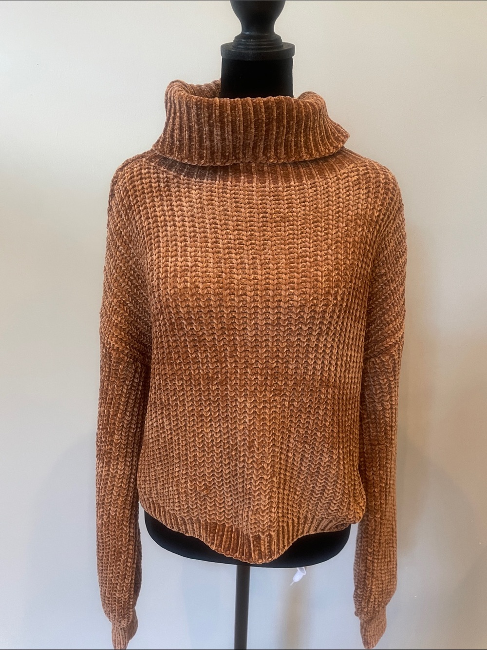 Zenana Ribbed Turtleneck Sweater - Brown medium